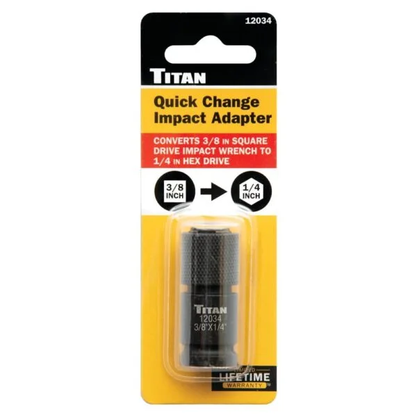 Titan 12034 3/8 in. Square Drive to 1/4 in. Hex Drive Quick Change Impact Adapter - Image 2